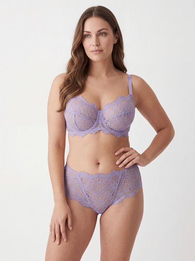Figi Maxi z pięknej delikatnej fioletowej koronki - model Provence