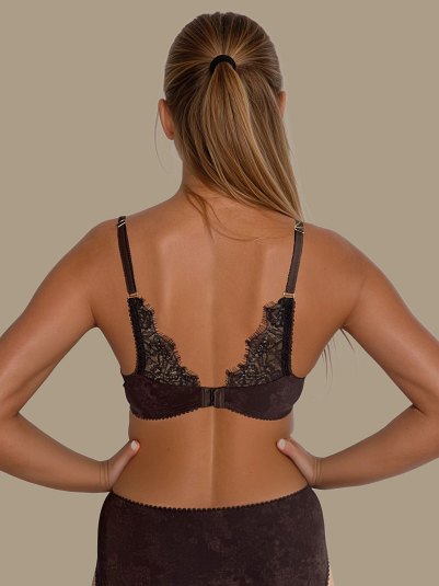 Biustonosz Maxi Soft - koronka z mikrofibrą w kolorze gorzkiej czekolady - model Velotue